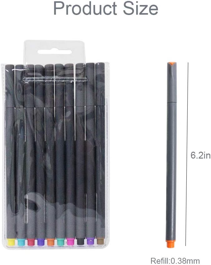 SIPA مجموعة أقلام فايلاينر الملونة 0.38 مم رؤوس ألياف بألوان متنوعة عبوة من 10 - Image 2