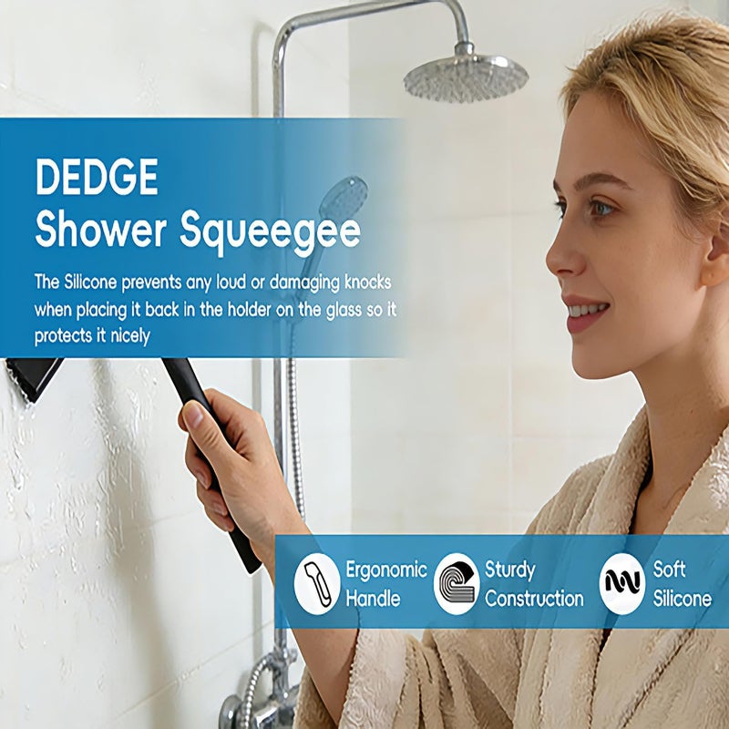 DEDGE Shower Squeegee Window Glass Wiper Scraper Cleaner with Silicone Blade for Bathroom/Kitchen/Car Glass/Mirror/Door 11-Inch (with Hook) - Image 4