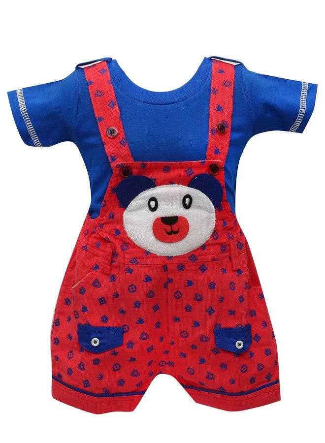 Balloons Unisex Baby Romper Cotton-Dungaree Set (red, 0-6 Months) - Image 1