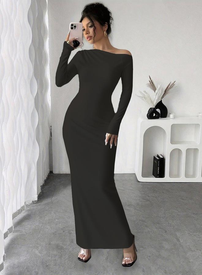 تايك تو فستان طويل سادة ضيق - Image 3