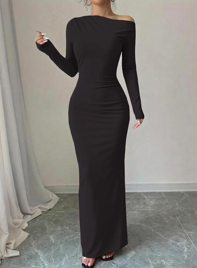 Take Two Take Two Solid Black Bodycon Maxi Dress