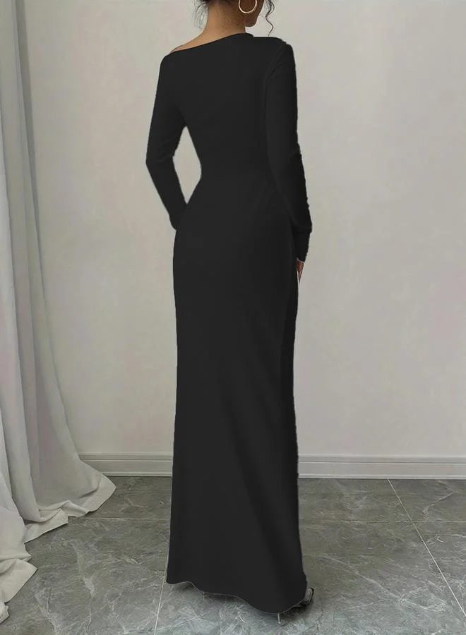 Take Two Take Two Solid Black Bodycon Maxi Dress