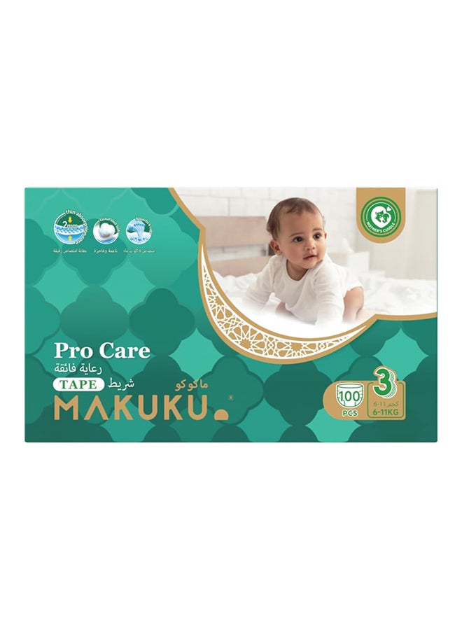 Makuku Pro Care Tape Diapers - Size 3 (6-11kg) | 4-6months | 100 Pieces - Image 1
