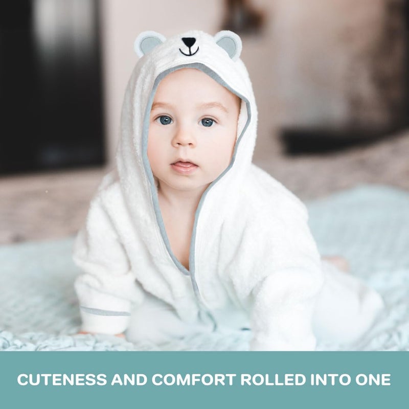 Spasilk Hooded Bathrobe with Ears for Newborn Boys and Girls, 1 3D Soft Cotton Terry Bathrobe, Baby Essentials, Ideal Baby Shower Gifts, Gray Bear, One Size - Image 4