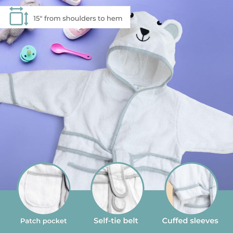 Spasilk Hooded Bathrobe with Ears for Newborn Boys and Girls, 1 3D Soft Cotton Terry Bathrobe, Baby Essentials, Ideal Baby Shower Gifts, Gray Bear, One Size - Image 3