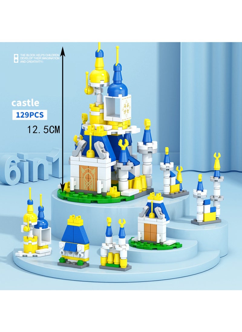 Mini 6-In-1 Fantasy Castle 129-Piece Assembly Set Toy, Building Block Assembly Game, Best Learning And Role-Playing, Suitable As A Gift For Boys And Girls Over 6 Years Old  - Image 2