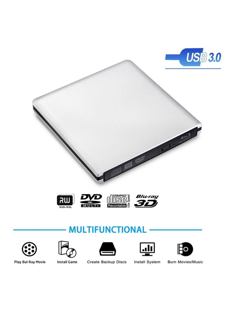 محرك أقراص DVD بصري خارجي USB3.0 مزود بقارئ Blu-Ray 3D لنظامي Windows/MAC OS (محرق Blu-Ray) - Image 3