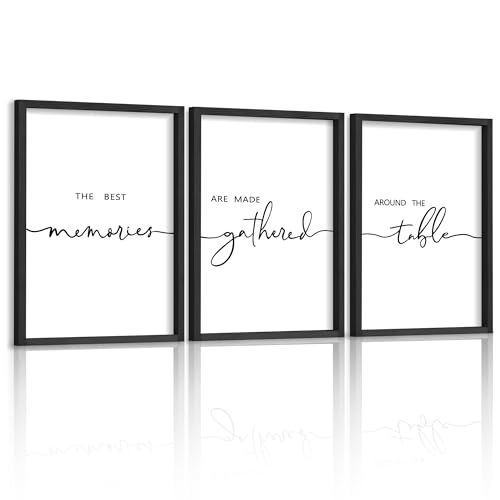 Houmury Set of 3 Framed Wall Art Memories Around the Table Farmhouse Wall Decor 11x14 Kitchen Wall Decor for Dining Room Decor Wood Signs Black 11 14 - Image 1