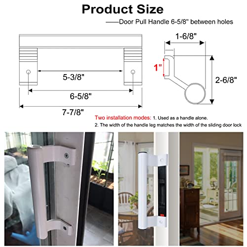 Young Dance Aluminum Sliding Glass Door Pull - 8" White, Fits 6-5/8" Mounting Holes - Perfect for Patio Doors - Image 2