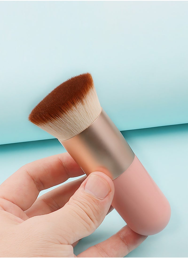 OCHEAL Foundation Brush for Liquid Makeup, Self Tanner Brush Flat Top Kabuki Professional Makeup Brushes Blending Mineral Powder Buffing Stippling Makeup Tools, Pink  - Image 5