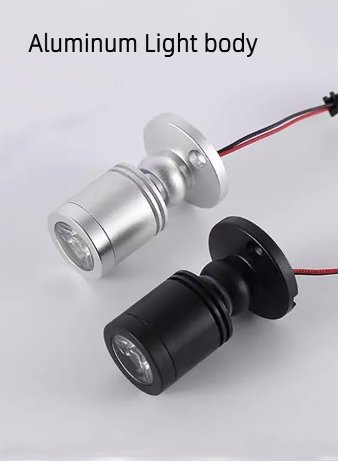 مصباح كشاف LED فضي 1 وات مقاس صغير 4 * 3 سم، AC85-265V، زاوية شعاع 25 درجة، 100 لومن، ضوء مكتب اتجاهي قابل للتعديل 360 درجة، ضوء حائط صغير للمجوهرات للعرض، العرض، الخزانة، الخزانة، الاستوديو، المسرح، الزاوية، 2 حزمة  - Image 3
