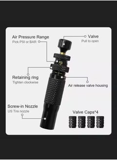 MHD 4 - Pcs Quick - Release Tire Deflator Set With Bag, Brass Build For Durability  - Image 3
