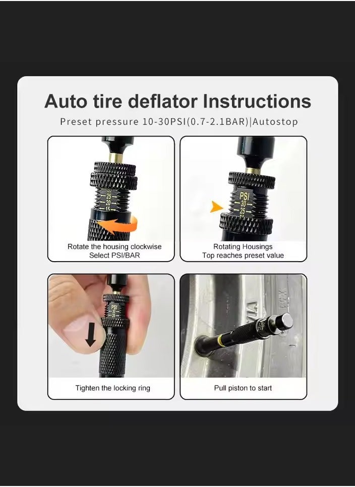 MHD - 4 - Pcs Quick - Release Tire Deflator Set With Bag, Brass Build For Durability - Image 1