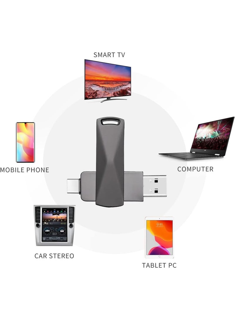 انسجام ذاكرة فلاش USB بسعة 2 تيرابايت، منفذ USB 3.0، ذاكرة فلاش USB-C، منفذ من النوع C للهواتف الذكية وأجهزة الكمبيوتر والأجهزة اللوحية لحفظ الصور والفيديوهات والمستندات. - Image 2