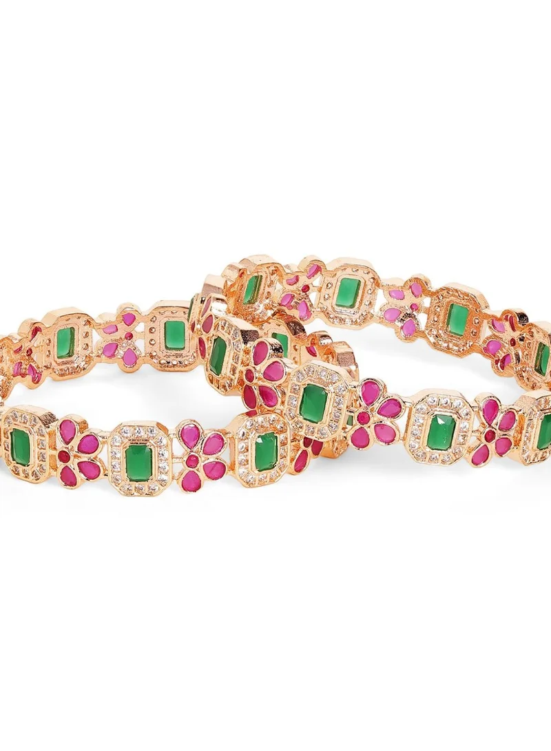 Priyaasi Set Of 2 Plated Stone-Studded Bangles