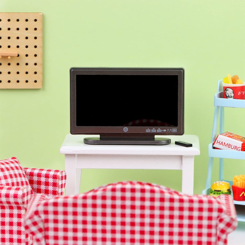 Haomian 2 Pieces Dollhouse Miniature Furniture 1:12 Miniature Doll House TV Television with Remote Control Mini Model Toy Mini Decoration Accessories - Image 4