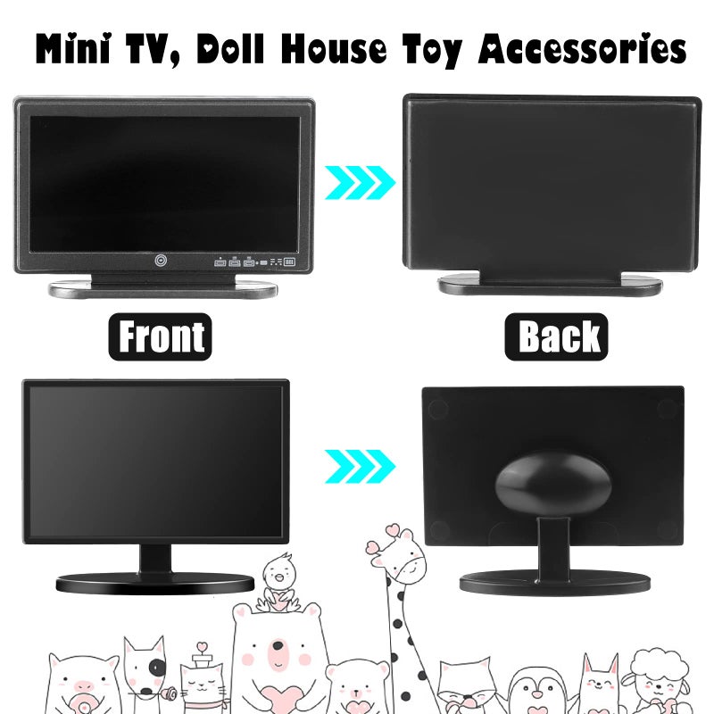 Haomian 2 Pieces Dollhouse Miniature Furniture 1:12 Miniature Doll House TV Television with Remote Control Mini Model Toy Mini Decoration Accessories - Image 3