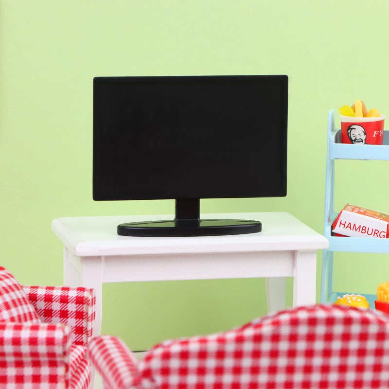 Haomian 2 Pieces Dollhouse Miniature Furniture 1:12 Miniature Doll House TV Television with Remote Control Mini Model Toy Mini Decoration Accessories - Image 5