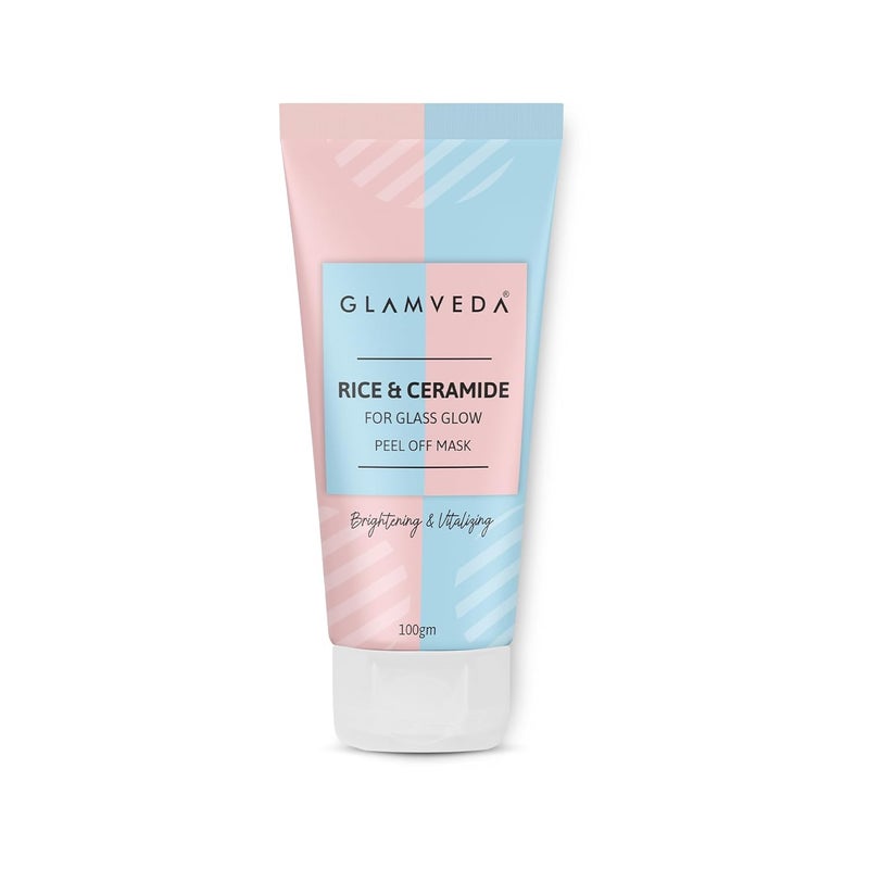 Glamveda Rice Ceramide Peel off Mask Reduces signs of ageing For dry dull skin Brightens Even Tones Complexion 100gm - Image 1