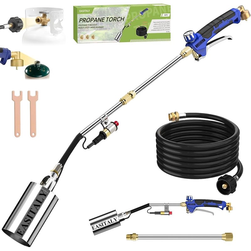 EASITALY Propane Torch Weed Burner Kit,High Output with 12.5FT Hose,Heavy Duty Blow Torch Flamethrower with Long/Short Mode for Flame Weeding,Roofing,Ice Melting,Road Marking,BBQ - Image 1