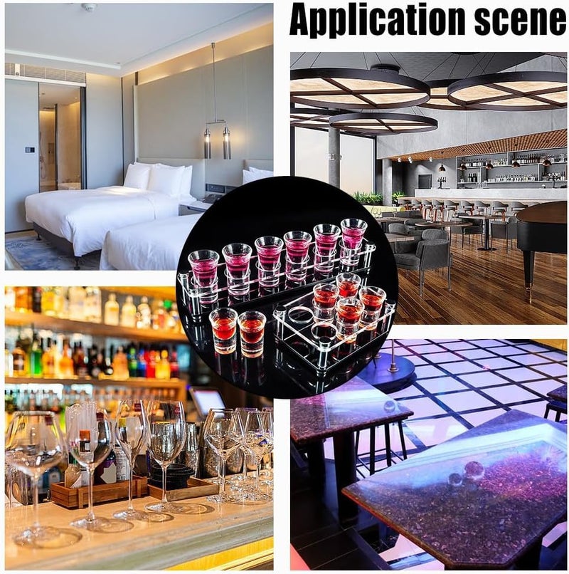 Kitwe 12Holes Acrylic Shot Glasses Serving Tray Holder with Portable Shot Dispenser and Organizer for Bars Parties and Gatherings Shot Glasses Server and Display Tray - Image 4