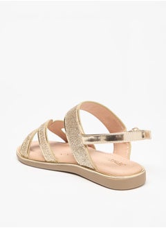 JUNIORS Girls Glitter Detail Sandals with Hook and Loop Closure  - Image 3