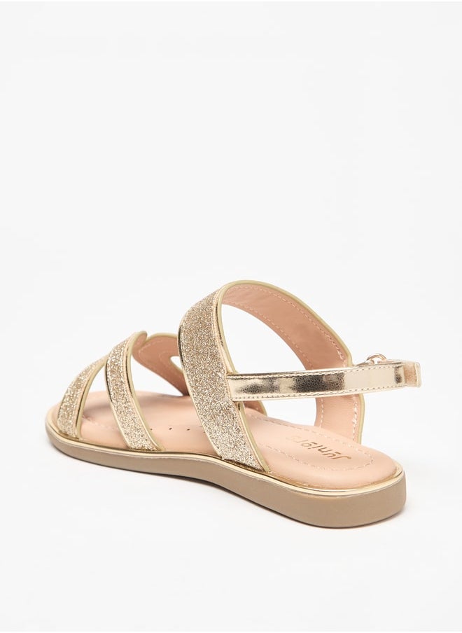 JUNIORS - Girls Glitter Detail Sandals with Hook and Loop Closure - Image 1