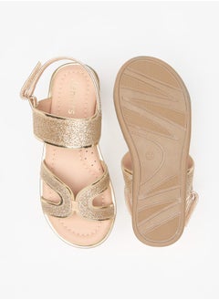 JUNIORS Girls Glitter Detail Sandals with Hook and Loop Closure  - Image 4