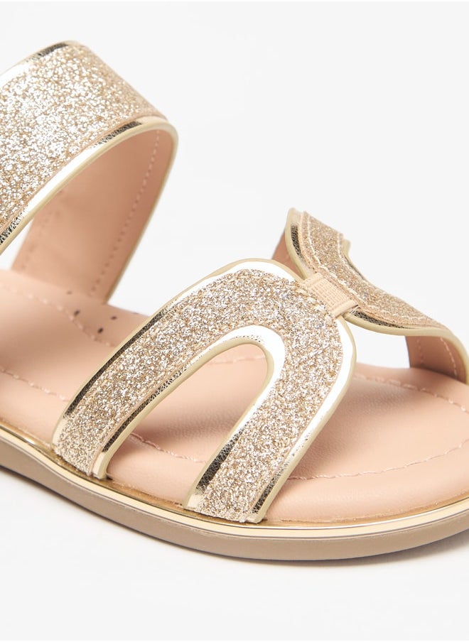 JUNIORS - Girls Glitter Detail Sandals with Hook and Loop Closure - Image 1