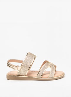 JUNIORS Girls Glitter Detail Sandals with Hook and Loop Closure  - Image 1