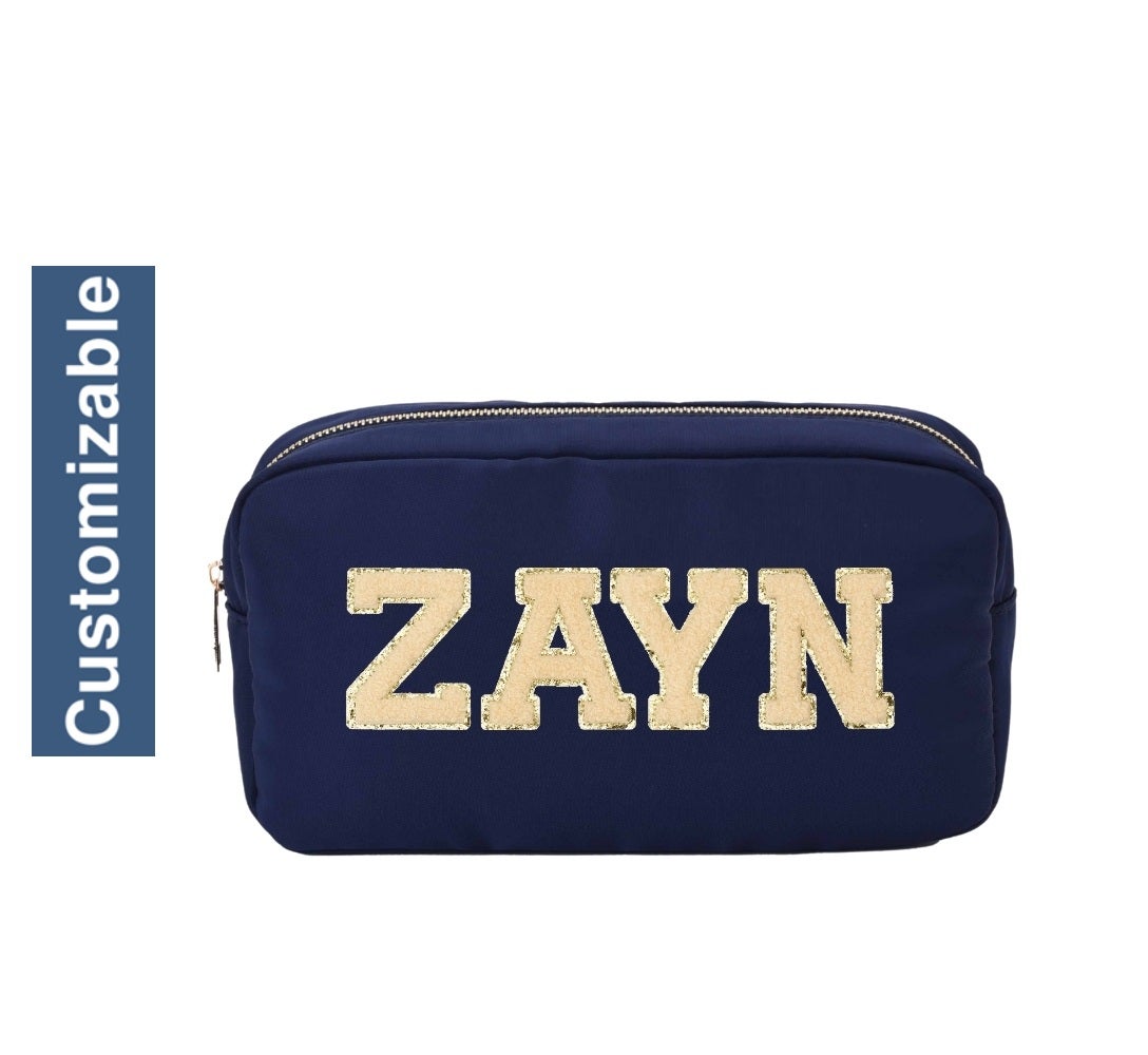 The Happy Tribe Personalised Medium Pouch, Navy Blue