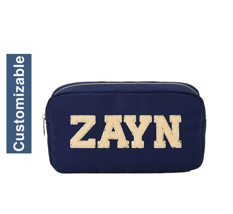 The Happy Tribe Personalised Medium Pouch, Navy Blue