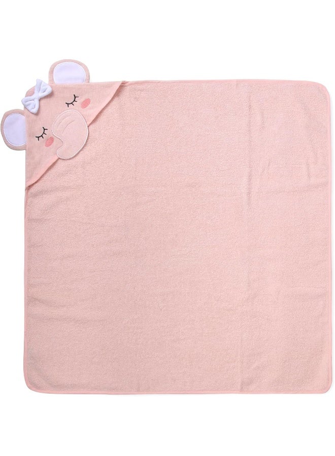 Baby Essentials Baby Essentials Animal Hooded Towel and Washcloth Set for Newborns and Infants, Boys and Girls 0 -9 Months (Delicate Pink Elephant)  - Image 2