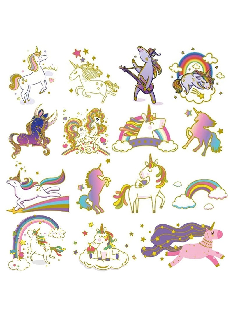 ORAINBOW Metallic Glitter Unicorn Temporary Tattoos for Girls 9 Sheets Gold Unicorn Birthday Party Supplies Decorations for Kids Fake Tattoos Stickers - Image 1