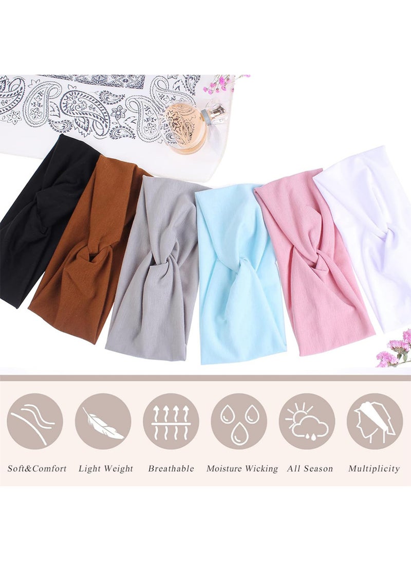 Bincoo 6 Pcs Sports Headbands for Women Workout, Non-Slip Sweat Soft Headbands Solid Color Simple Versatile Hair Accessory Hairbands Non Slip Wide Yoga Hair Bands for Running Yoga Daily Workout, Gym, Outdoor Activities (Multicolour) - Image 5