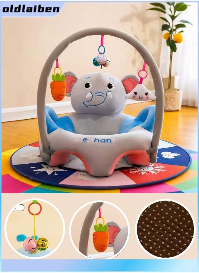 oldlaiben Baby Sitting Support Seat Sofa, Cartoon Cute Plush Baby Seat, Infant Learning Seat, Portable Baby Comfortable Floor Seat, Perfect Toddler Gift To Learn To Sit（Elephant）  - Image 1