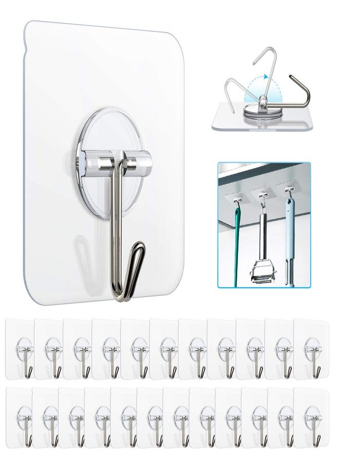 ZNBEN Adhesive Hooks Removable Wall Hook 13 LB Ceiling Hooks Transparent Seamless Waterproof and Oil Proof for Cabinet Kitchen Bathroom Ceiling Office Window 24 Pack - Image 1