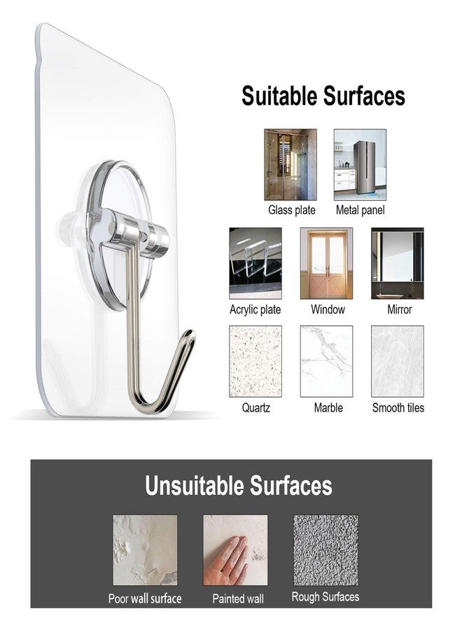 ZNBEN Adhesive Hooks Removable Wall Hook 13 LB Ceiling Hooks Transparent Seamless Waterproof and Oil Proof for Cabinet Kitchen Bathroom Ceiling Office Window 24 Pack - Image 5
