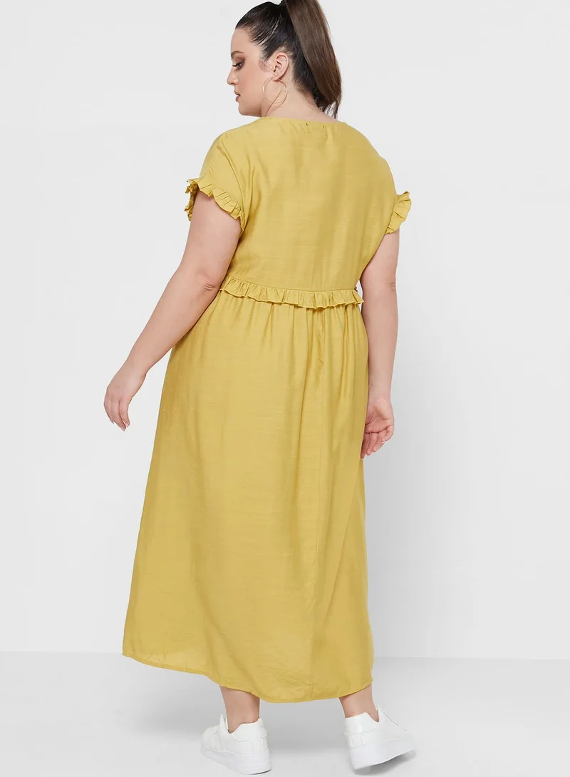 Ginger Plus Ruffle Trim Detail Dress