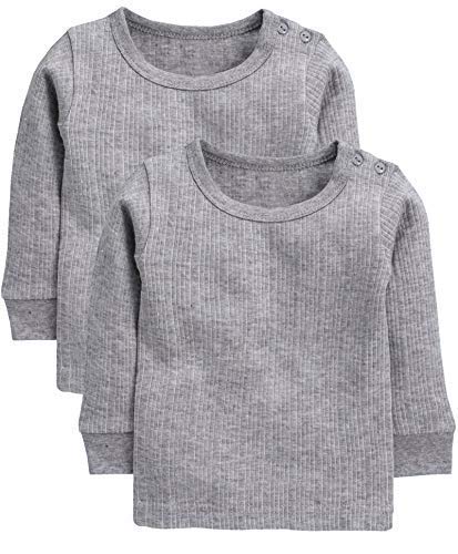 NEVA Cotton Premium Relaxed Fit Thermal Upper For Boys & Girls T-Shirt- Pack of 2 Grey, 12-18 Months - Image 1