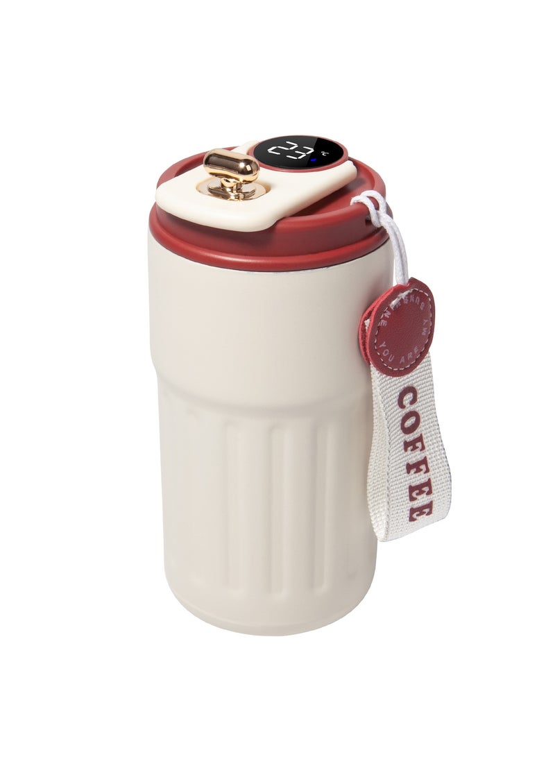 INFOSUN Smart LED Temperature Display Travel Office Coffee Mug, 316 Stainless Steel 450ML Durable Leak-proof Easy Grip Portable Thermos Mug（Red）  - Image 1