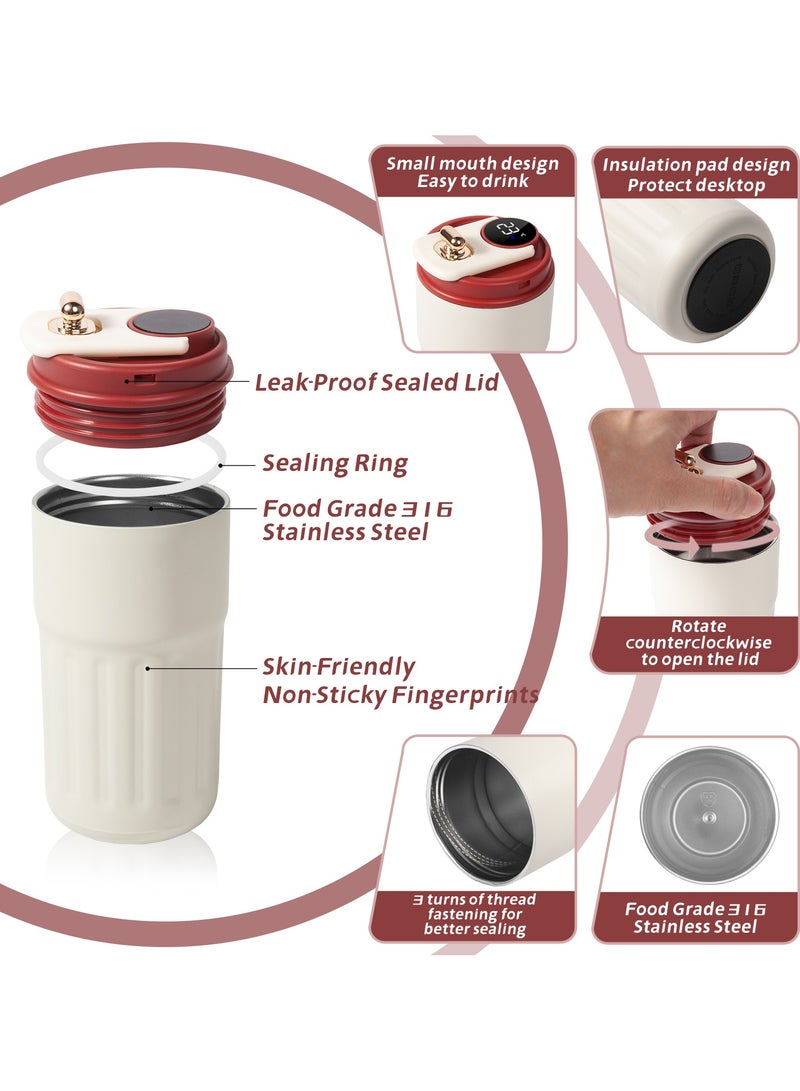 INFOSUN Smart LED Temperature Display Travel Office Coffee Mug, 316 Stainless Steel 450ML Durable Leak-proof Easy Grip Portable Thermos Mug（Red）  - Image 4