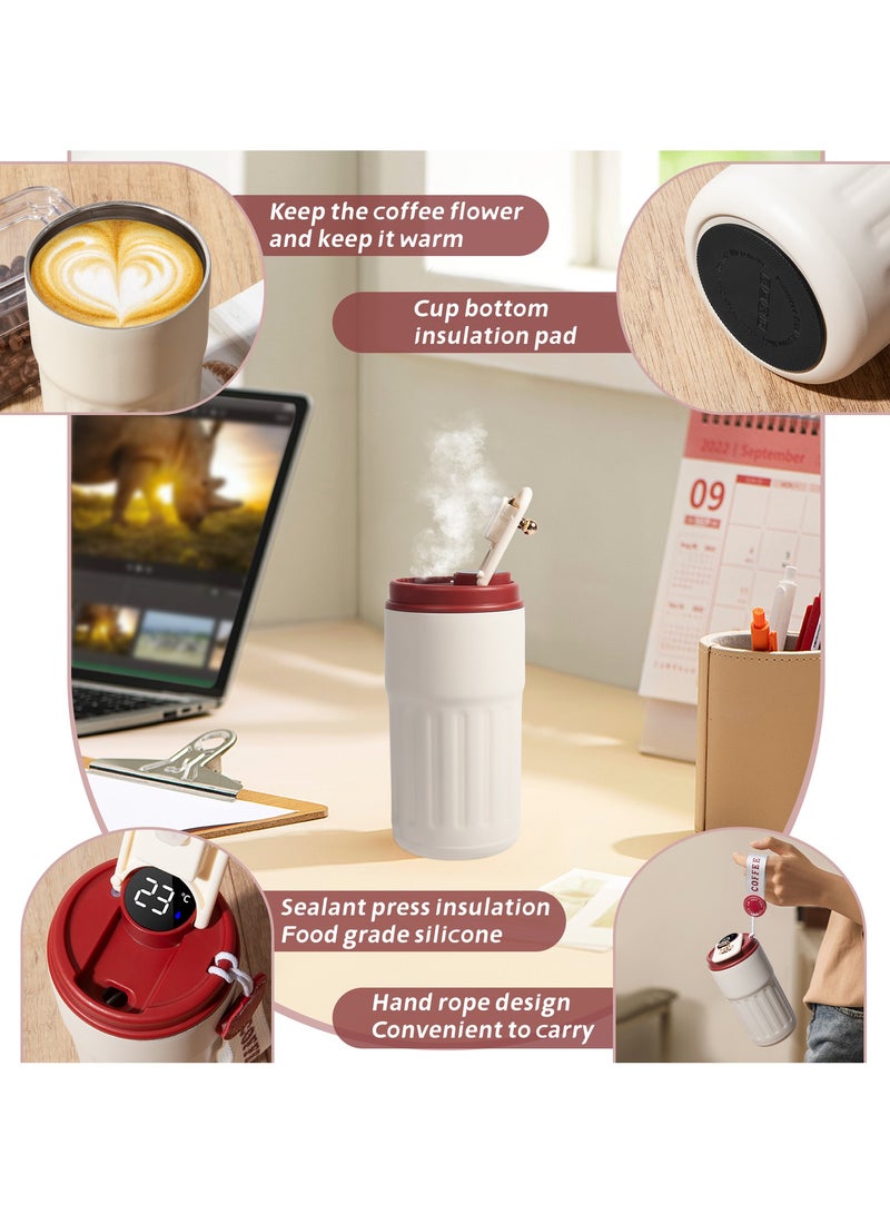 INFOSUN Smart LED Temperature Display Travel Office Coffee Mug, 316 Stainless Steel 450ML Durable Leak-proof Easy Grip Portable Thermos Mug（Red）  - Image 3