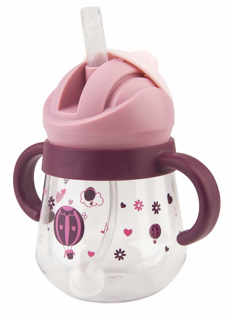 KASTWAVE كوب شرب للأطفال من 6 أشهر فما فوق، كوب شرب غير قابل للتسرب، كوب شرب مزود بقشة مثقلة غير قابلة للتسرب للأطفال، كوب شرب للأطفال مزود بمقابض، غير قابل للتسرب، كوب فوهة ناعمة غير قابل للتسرب بسعة 260 مل، خالي من BPA (أرجواني) - Image 1