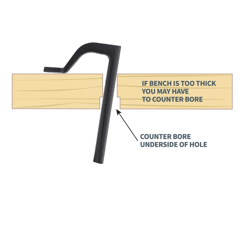 POWERTEC 71528 8 inch Workbench Holdfast Woodworking Bench Dog Hole Clamps, Hold Down Clamps for 3/4" bench dog hole, 2 pack, Grey - Image 4