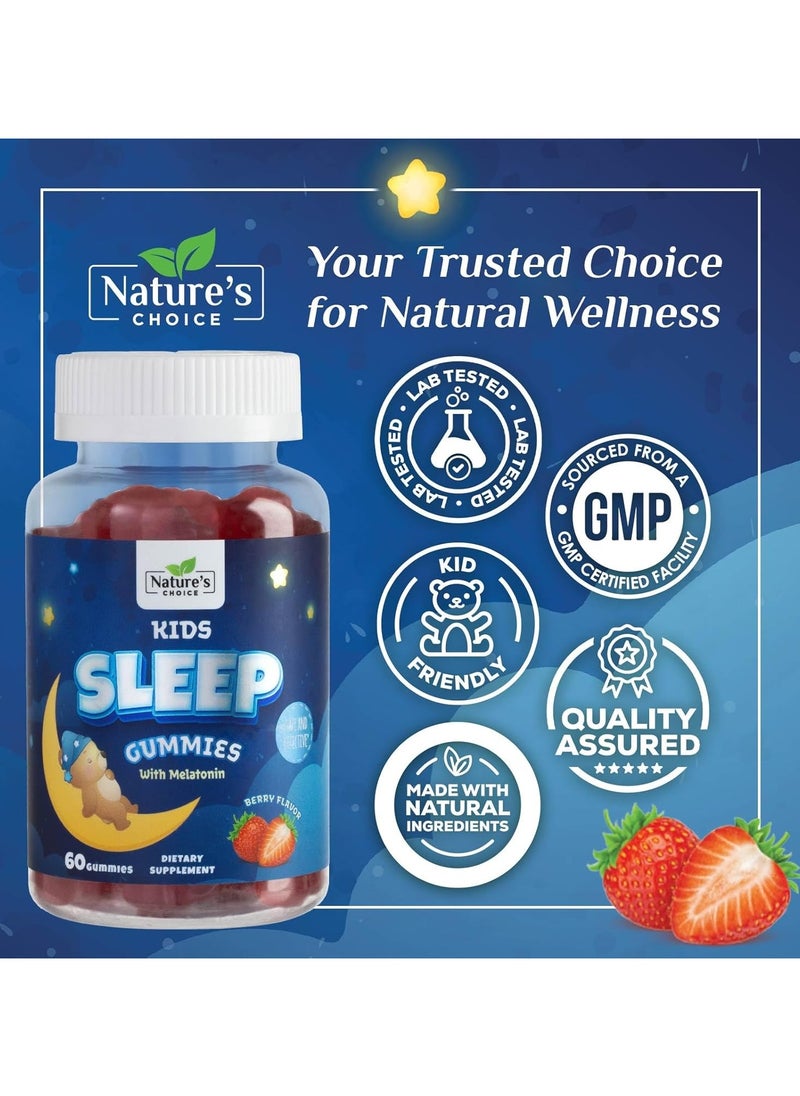 Nature's Choice مكمل علكات النوم للأطفال، 2 ملجم، مكمل طبيعي سريع المفعول لدعم النوم على شكل صمغ الميلاتونين للأطفال، نباتي غير معدّل وراثيًا قابل للمضغ للأطفال الصغار من سن 4 سنوات فما فوق - 60 علكة  - Image 3