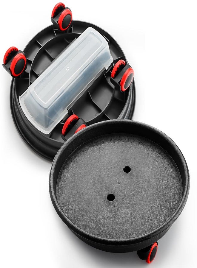 RooTrimmer 4 Pack Plant Caddy with Wheels, 13.5 Inch Round Plant Stand for Heavy Duty Planters, Large Durable Plastic Plant Dolly with Drainage Holes and Saucer, Gray - Image 1