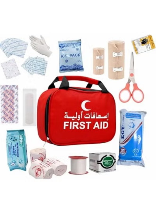 طقم إسعافات أولية 25 قطعة للاستخدام في المنزل، السيارة، والسفر – مستلزمات طبية أساسية للإصابات والجروح الطفيفة - Image 1