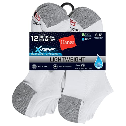 Hanes mens X-temp Lightweight No Show Socks, 12-pair Pack Casual Sock, White, 6 12 US - Image 4