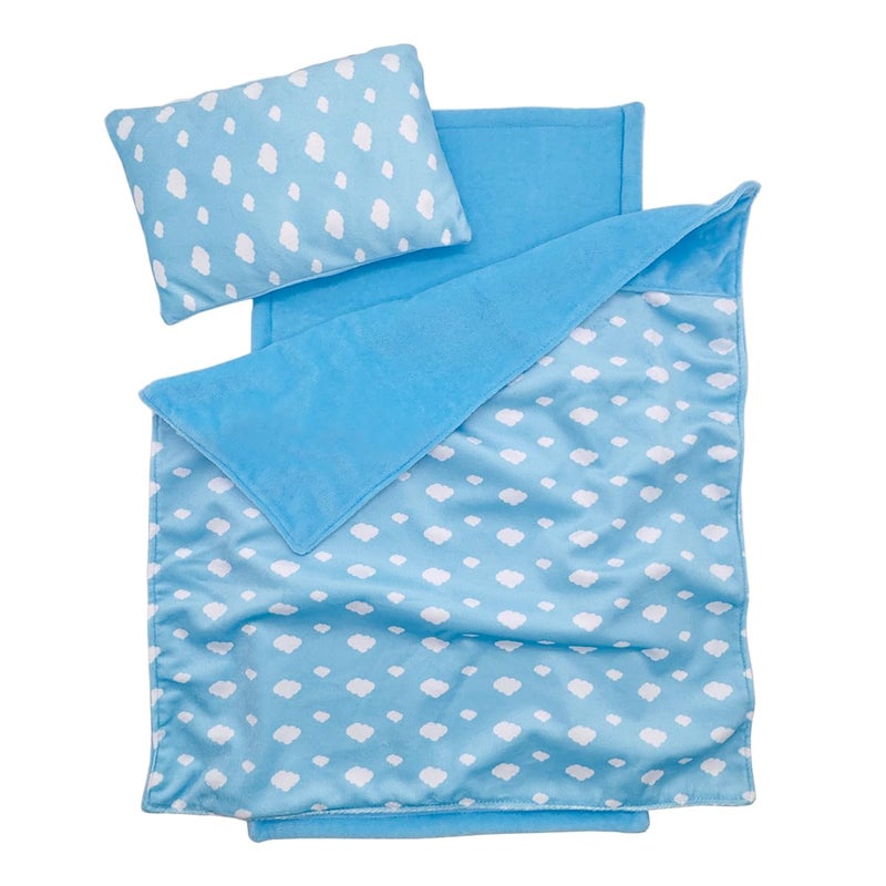 Linkyloop Baby Doll Accessories Dollhouse Bedding Set Doll Blanket Pillow Mattress Playset for 18 DollsGifts for Boys Girls Ages 3 4 5 Year Old Blue Sky - Image 3